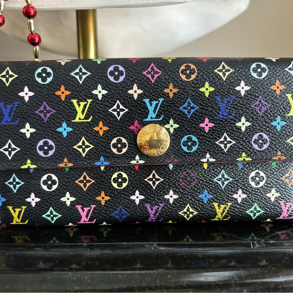 Louis Vuitton multicolor Sarah bifold long wallet pink interior